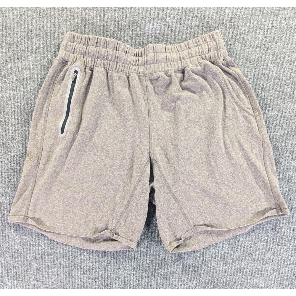 The Normal Brand Puremeso Gym Shorts Men's Size Large Heather Brown Zip Pocket